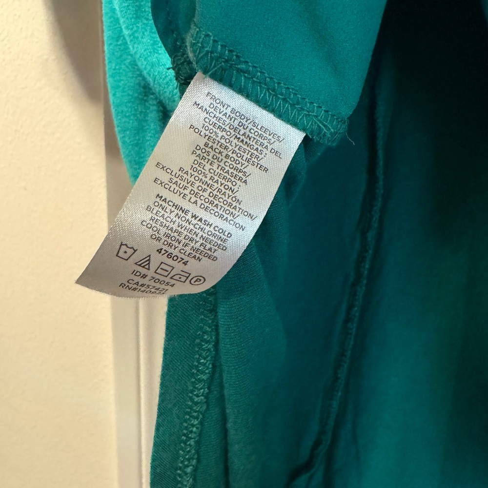 LOFT Teal Blouse with Ruffle Sleeves - Picture 2 of 4
